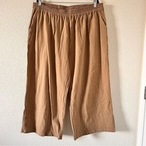 ECUPPER Cotton Wide Leg Pants Beige Women size 4XL NWT